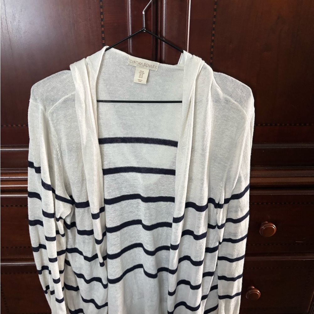 Striped Open-Front Cardigan